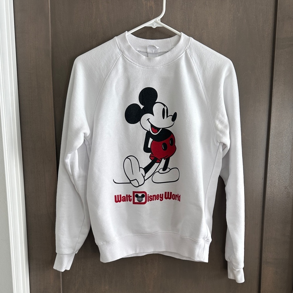 Walt Disney World Mickey Mouse White Crewneck Sweatshirt Size XS